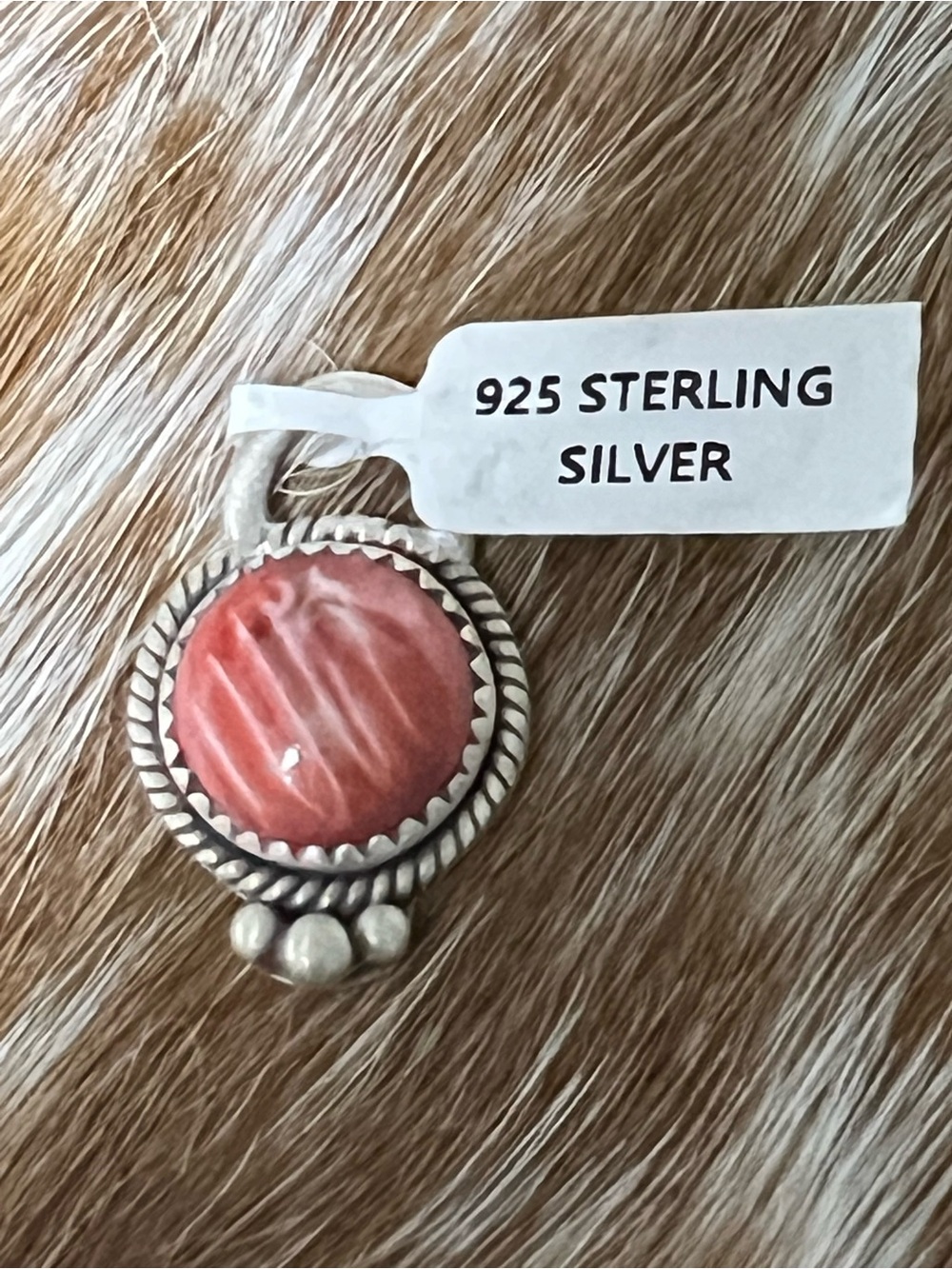 Sterling Silver spiny red pendant
